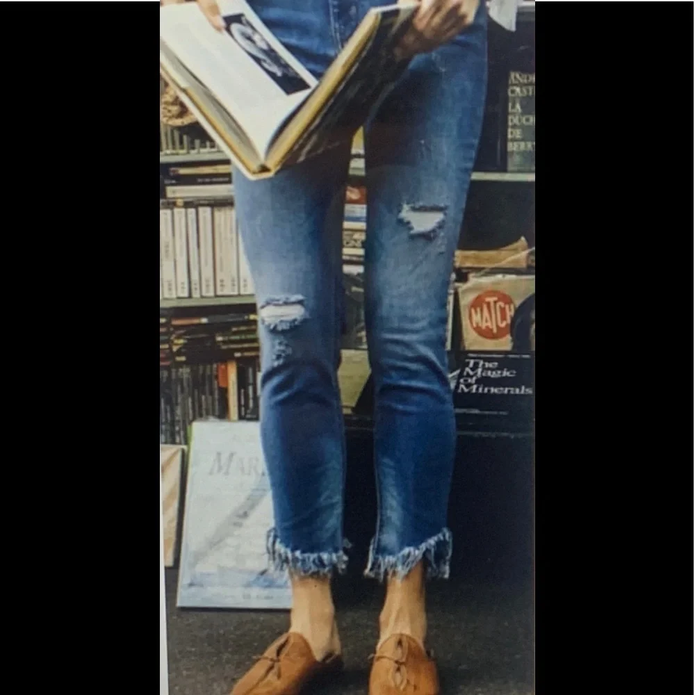 Free People Size 26 Frayed Hem BOHO Distressed Jeans